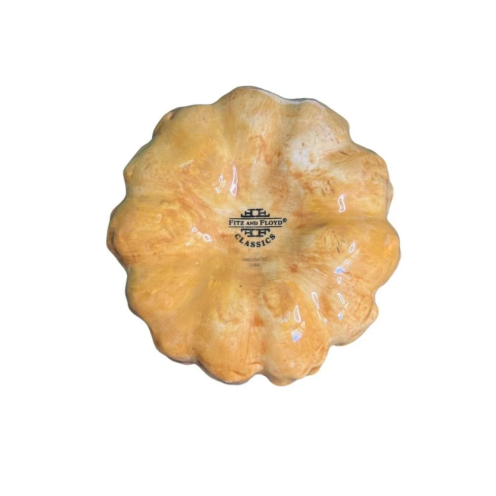 Vtg Fitz & Floyd Garden Gourmet Pumpkin Fall Harvest Bowl Lid Thanksgiving Gourd